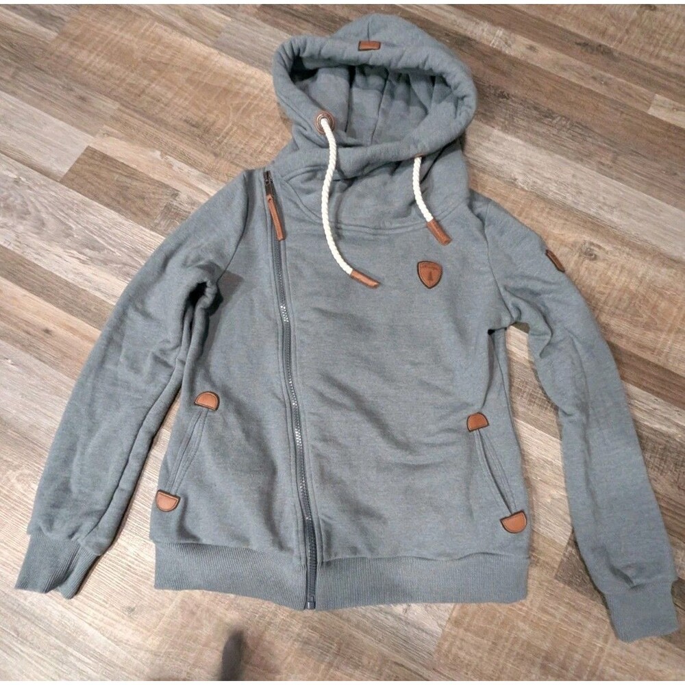 Wanakome Artemis Grey Asymmetric Full Zip Hoodie Size Large